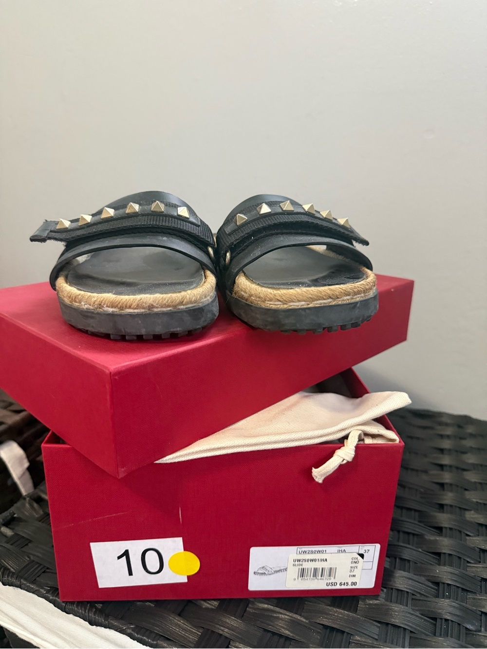 ValentinoBlack Studded Slide Sandals